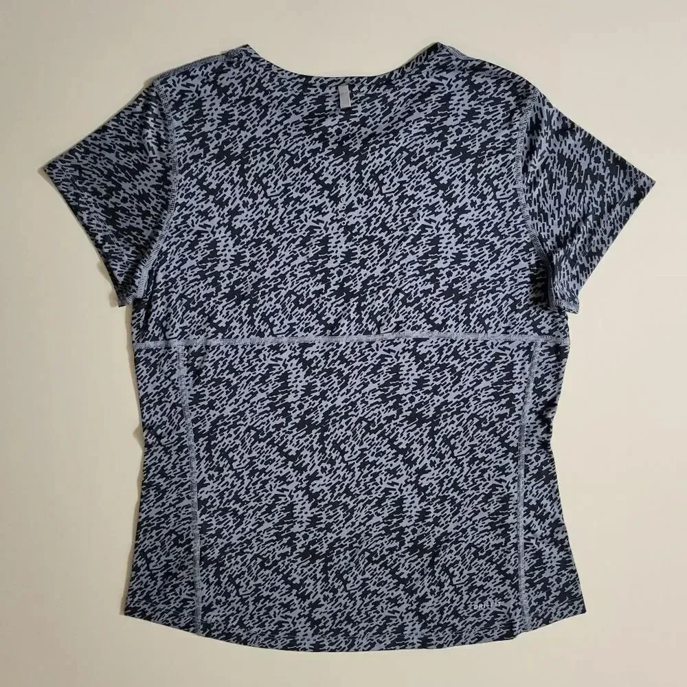 Nike Women's Dri-FIT Running Black Gray Print Short Sleeve Top